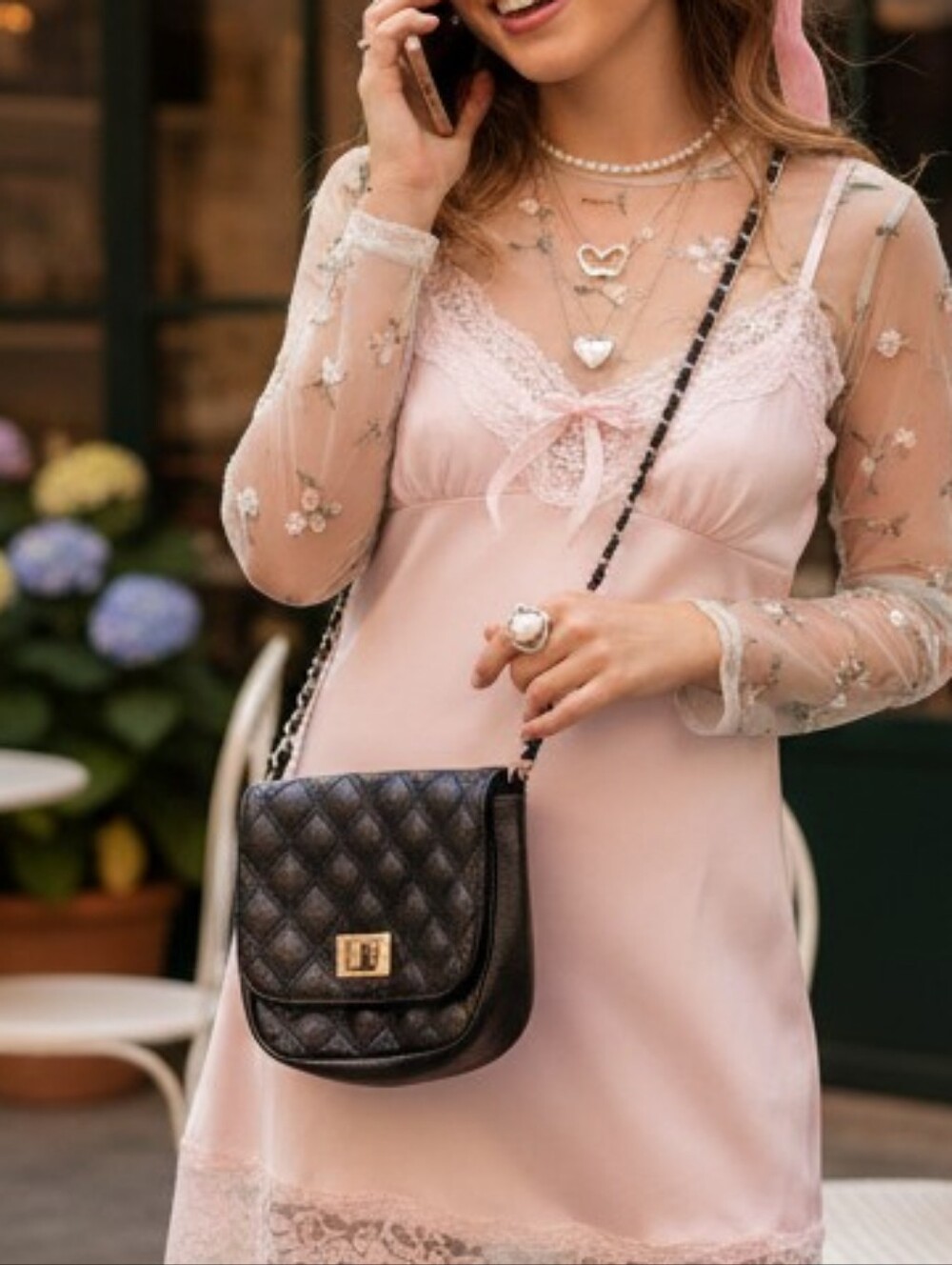 Aldo Vintage Y2K Coquette Girl Romantic Dainty Quilted Chain Link Micromini Bag
